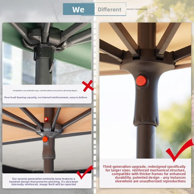 Height adjustable large heightened half umbrella, waterproof and sunscreen parasol, balcony umbrella against the wall