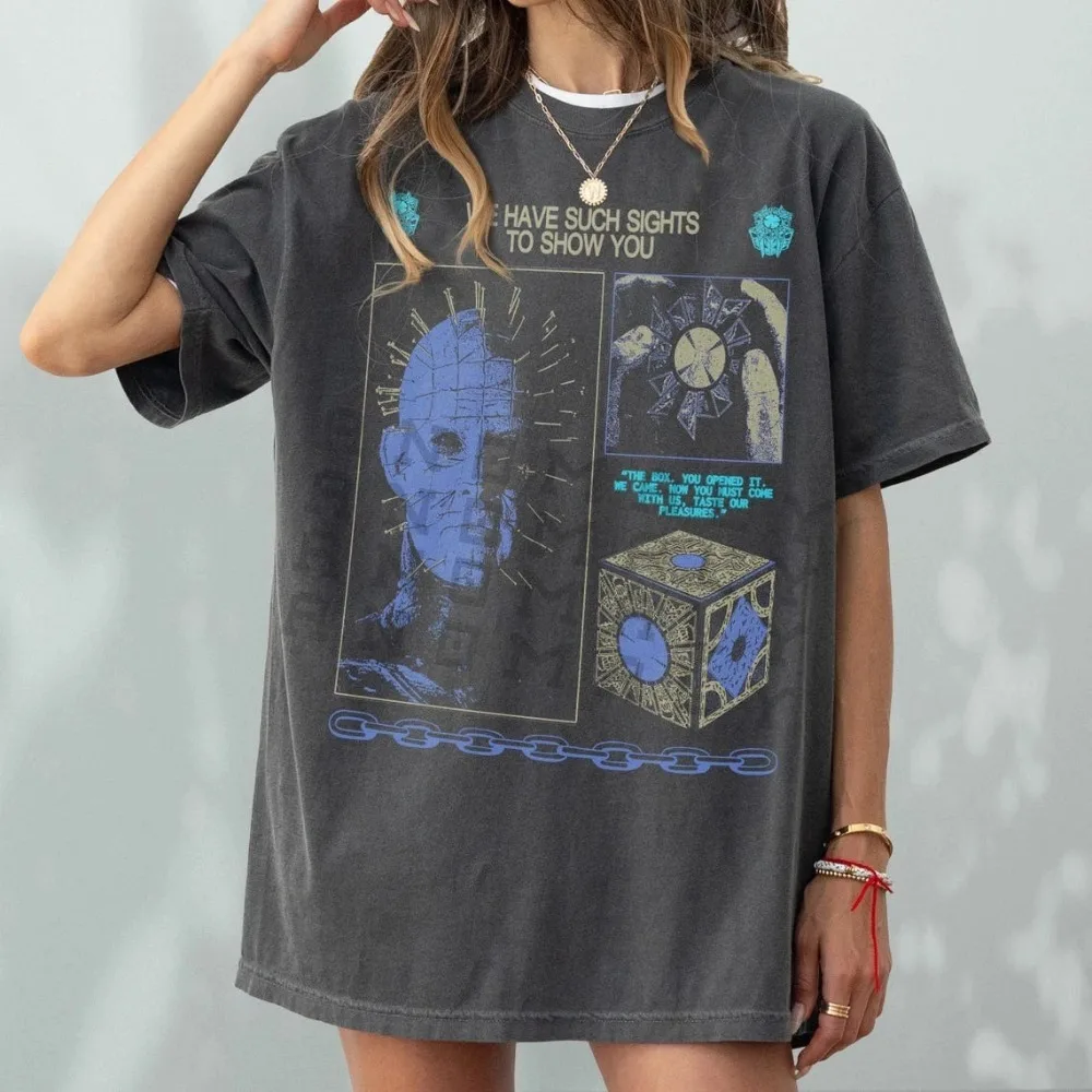 Retro Hell Horror Movie Pattern T-shirt Summer New Cotton Retro Unisex Casual Fashion T-shirt