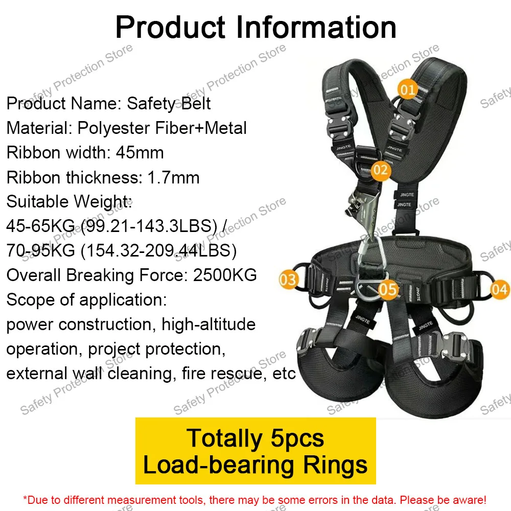 Tree Climbing Safety Harness Full Body Aerial Work Construction Safety Belt Outdoor Rock Mountaineering Fall Protection Harness