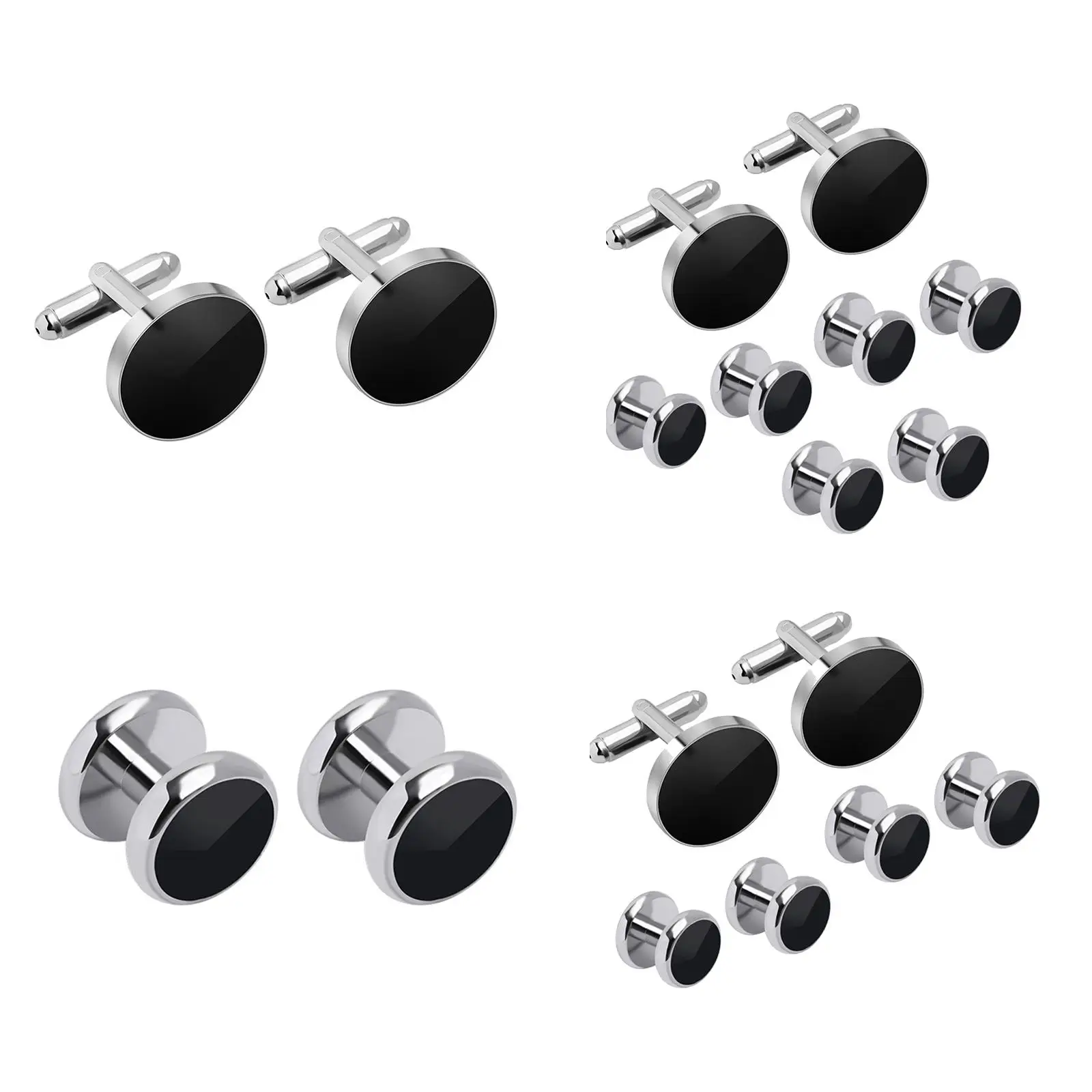 Cufflinks and Studs Set/ Classic Unique Solid Customed Formal Black Cuff Links