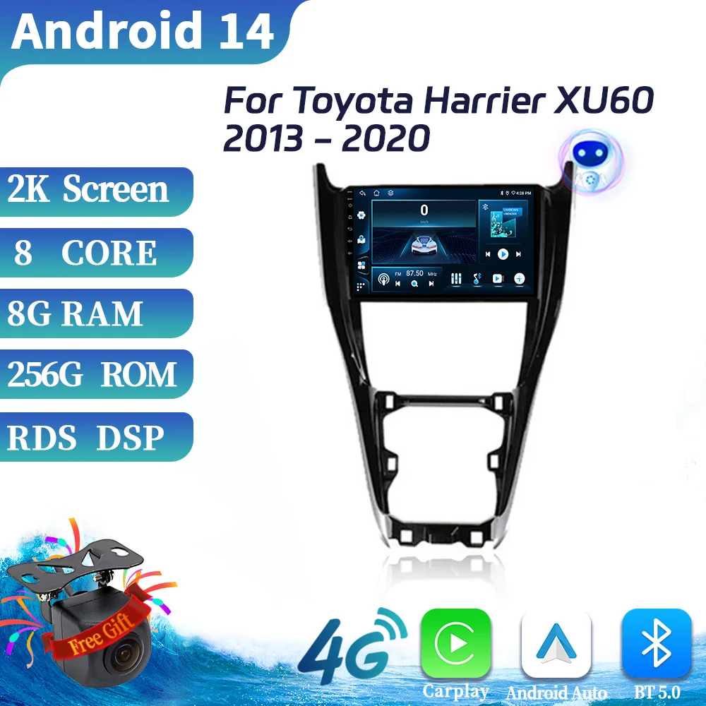 

For Toyota Harrier XU60 2013-2020 Car Radio Multimedia Video Player Navigation 4G GPS multimedia CarPlay Android 14 Touch Screen