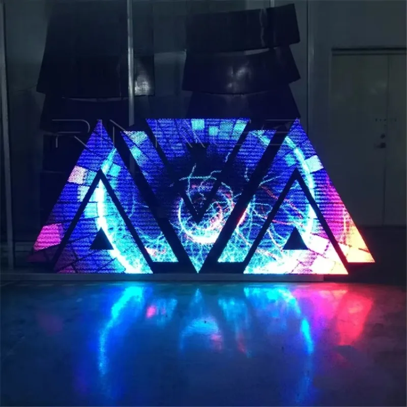 3D Custom Shape LED Display Screen Nightclub Disco DJ Booth Full Color Stage Visual Screen