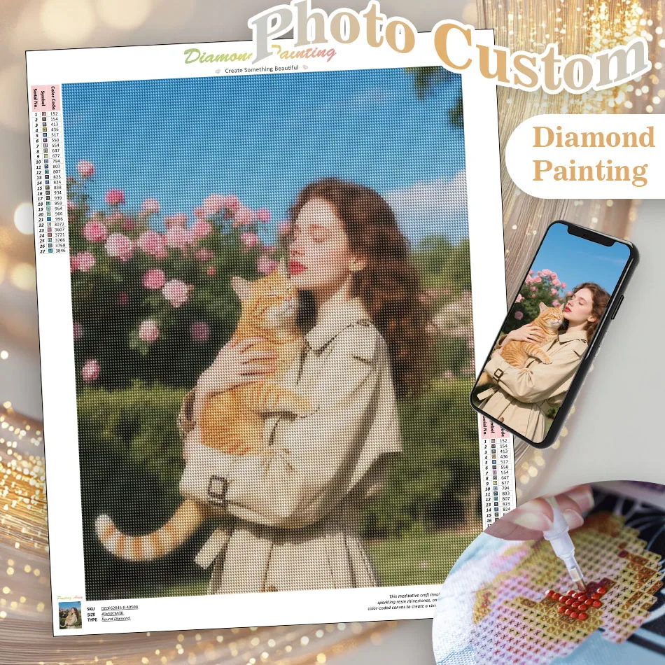 

PhotoCustom Full Square/Round Diamond Painting Custom Photo Home Wall Decor Diy Adult Crafts Kits Landscape Family Photos Person