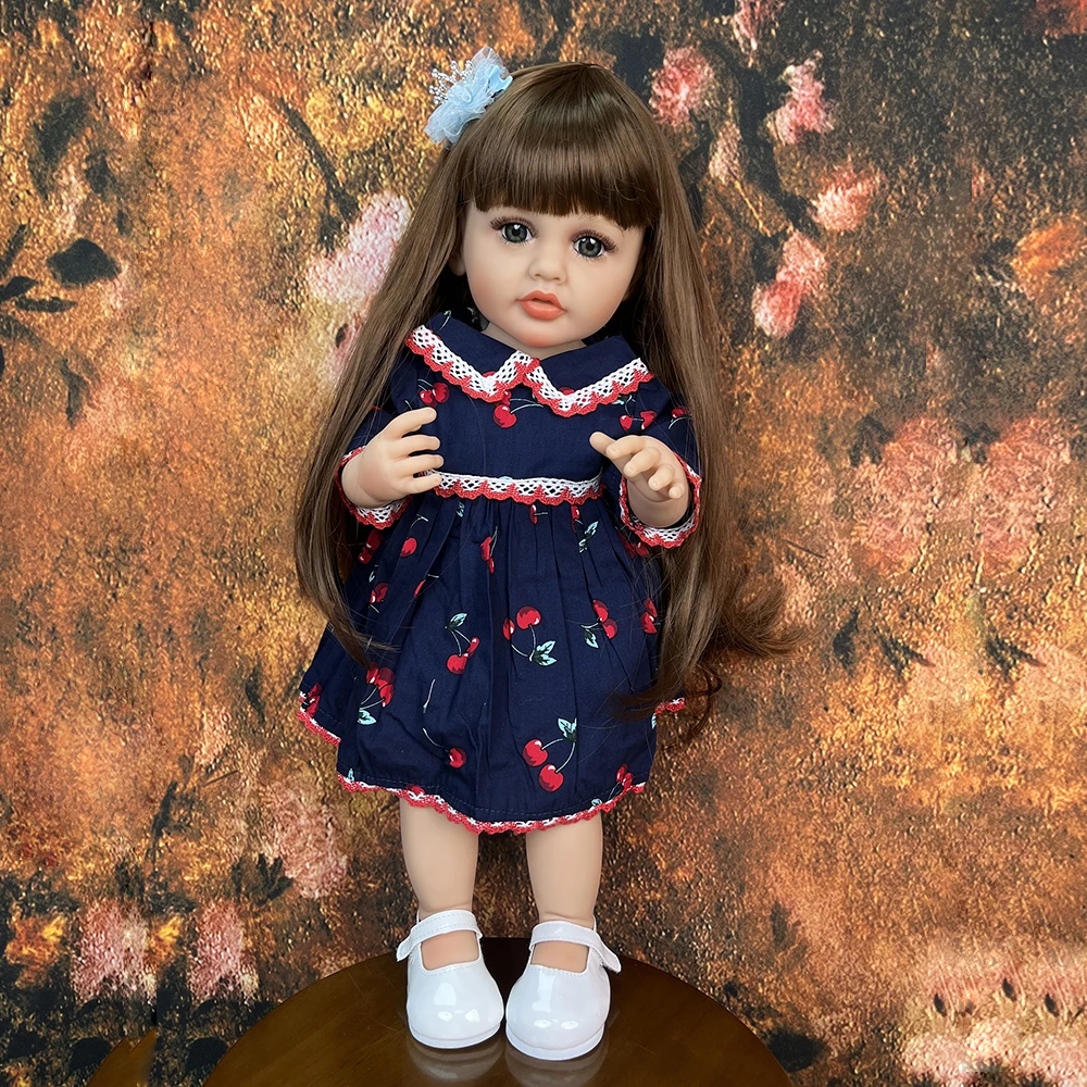 Sukienka Reborn Baby Girl lalki 55 cm pełny silikon Bebe Reborn Princess prezenty urodzinowe moda dziecko makijaż zabawkowy Model