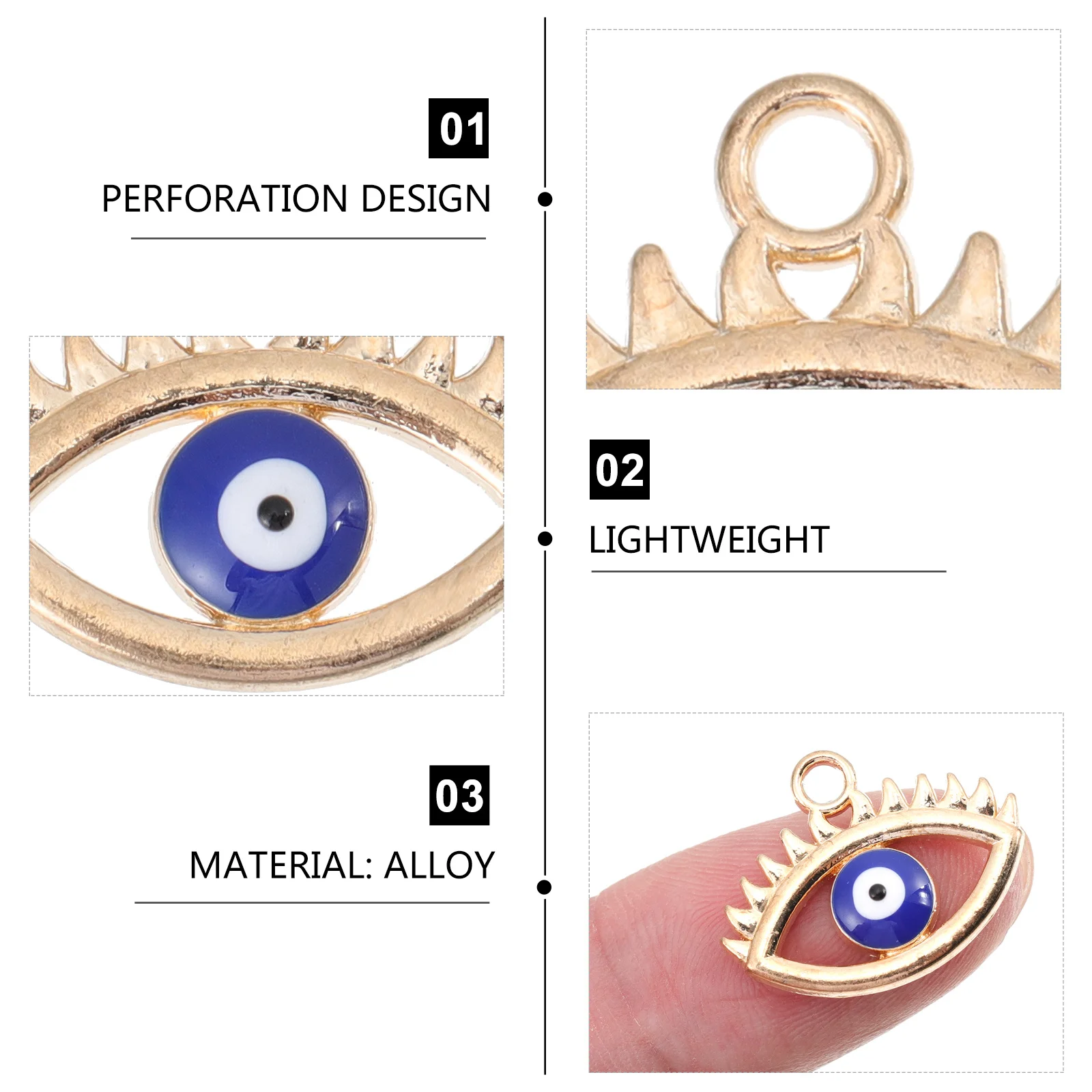 

10Pcs Hollow Devil Eye Charms Alloy Pendants DIY Jewelry Making Accessories for Personalized Bracelet Necklace