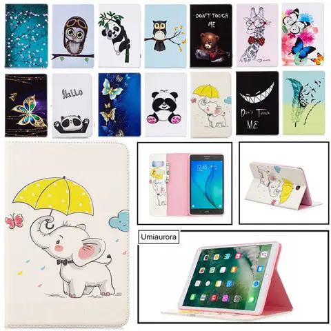 For Samsung Galaxy Tab A 8.0 2015 SM-T350 SM-T550 S2 9.7 SM-T810 SM-T815 SM-T710 Case Flip Pu Leather Cartoon Stand Cover Funda