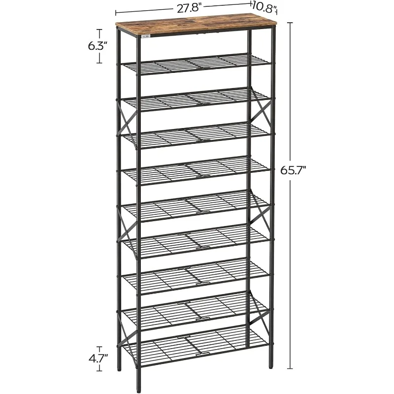 10 Tier Shoe Rack, Shoe Storage Organizer, Large Capacity Shoe Shelf Holds 40 Pairs of Shoes, Durable and Stable