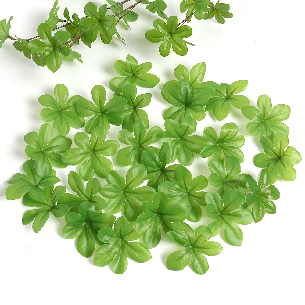 

50PCs Green Artificial Leaf Plants Fake Flowers Arrangement For Home Decor Wedding Decoration DIY Craft Wreath Gift Accessories