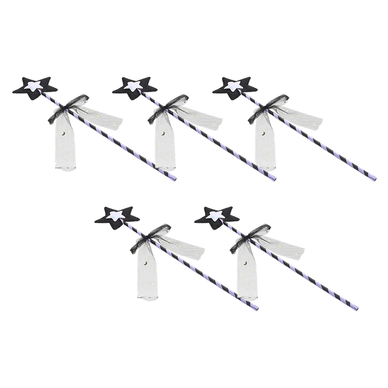 

5pcs Star Shape Fairy Sticks Princess Party Ribbon Design Halloween Costume Props Role Play Accessories