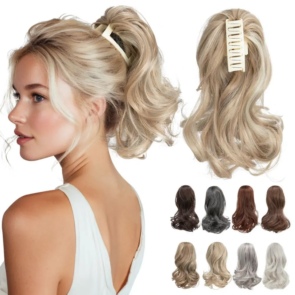 Synthetic Hair Claw Ponytail Extension Fluffy Wavy Hairpiece Natural Looking Curly Fake Hair For Daily Party Occasion