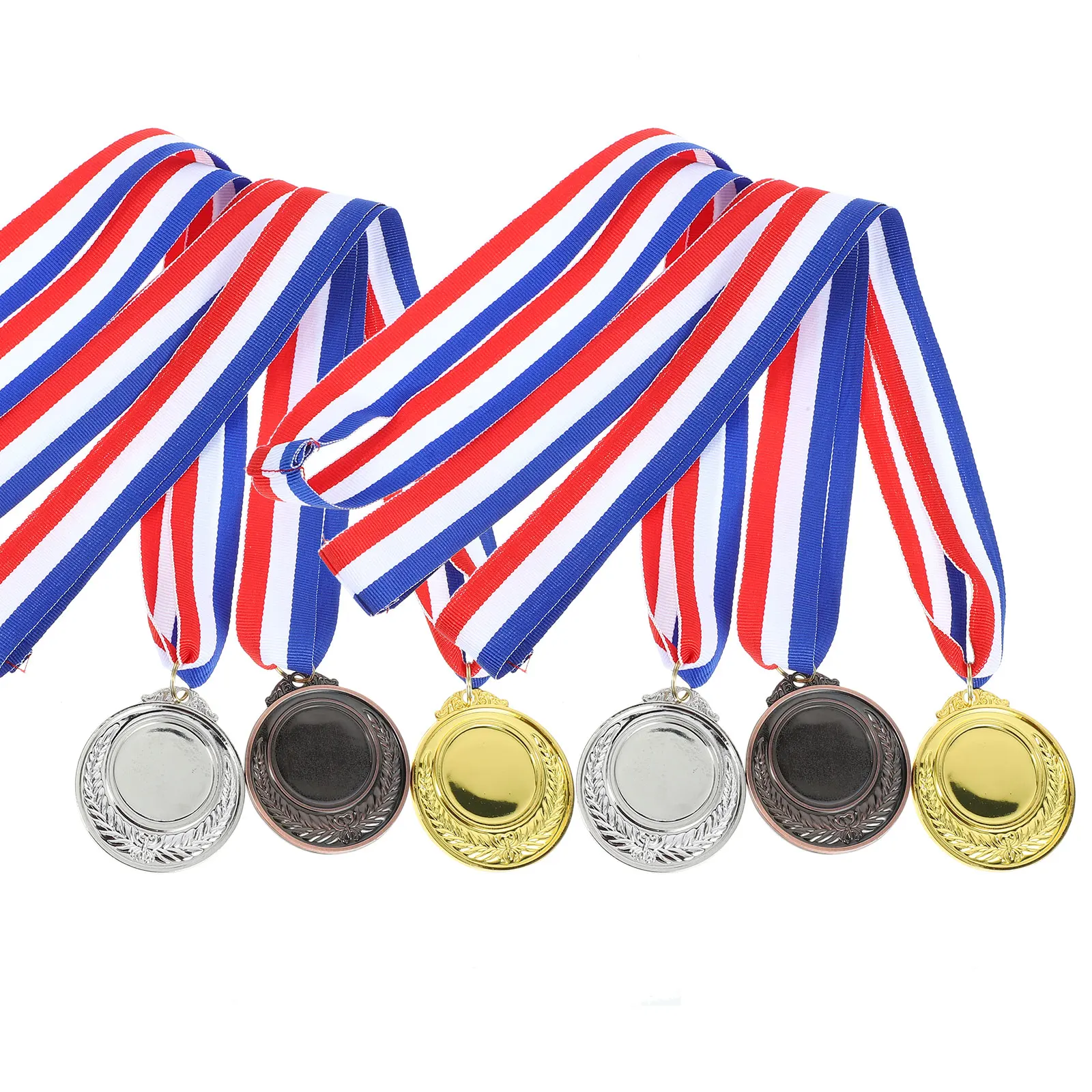 

Gold Silver Bronze Medals and Alloy Winner with Ribbon Copper Polyester Athletics Metal Award Child