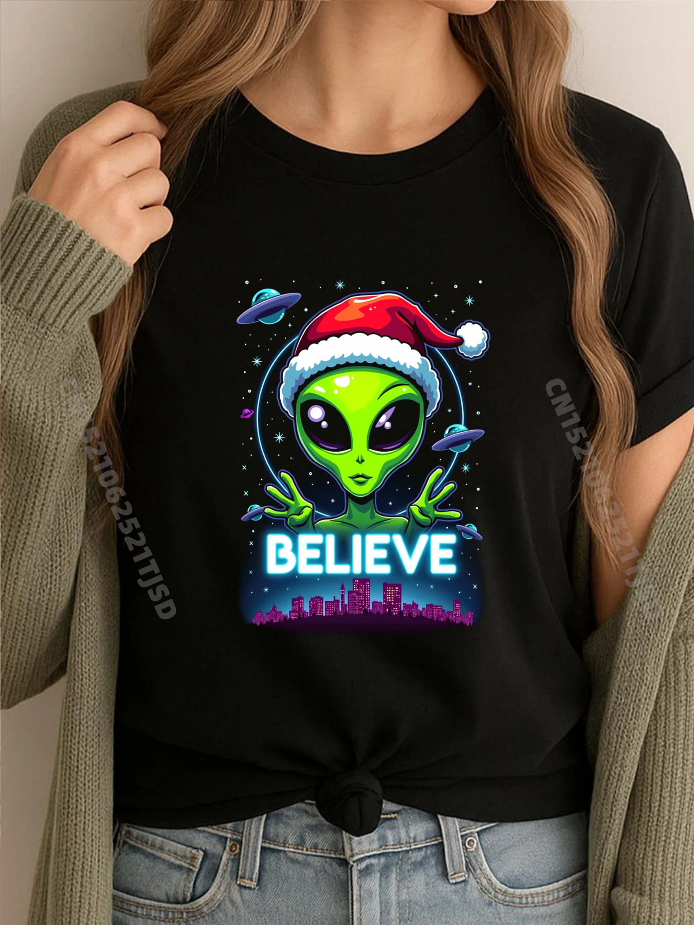

I Want To Believe Aliens Ufo Area 51 Розуэлл Чужой Рождественская уличная одежда Футболка Мужская одежда