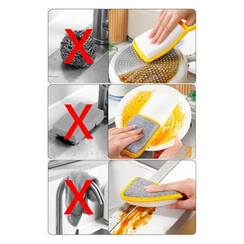 Kitchen Dish Sponge For Washing Dishes Cleaning Kitchen, Dual-Sided Sponges,Multipurpose Sponges For Wet And Dry 10 Pack