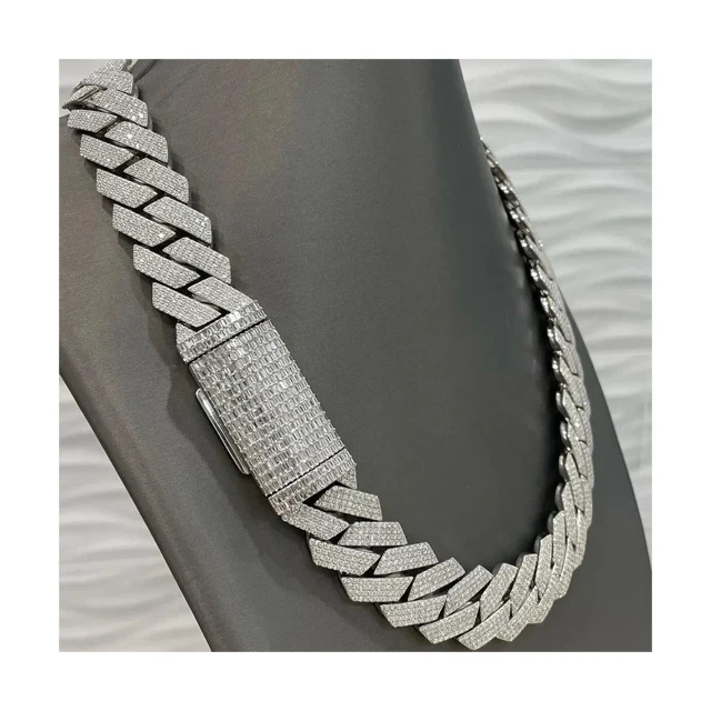 20mm Iced Out Silver Vvs Diamonds Big Cuban Link Men and Women Hip Hop Jewelry Cuban Chain