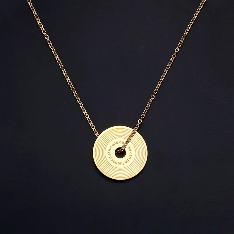 CD Necklaces Women Couple round Pendant Stainless Steel Fashion Jewelry gifts for woman  Accessories