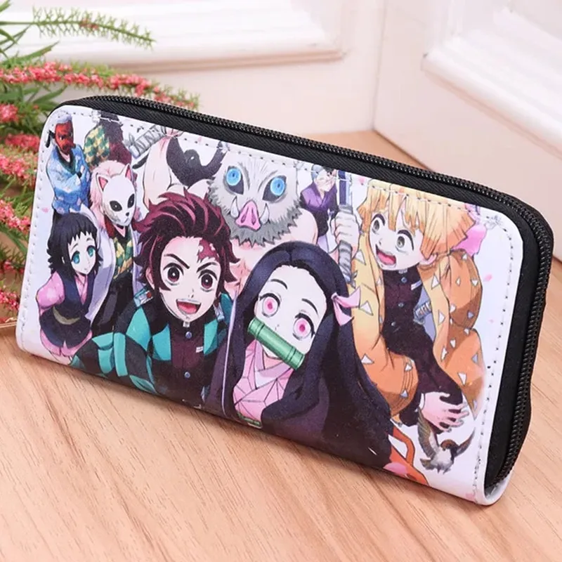 Anime Rengoku Kyoujurou PU Leather Multi-Layer Wallets Kamado Tanjirou Nezuko Cosplay Portable Wallet Coin Bag Zipper Purse Gift