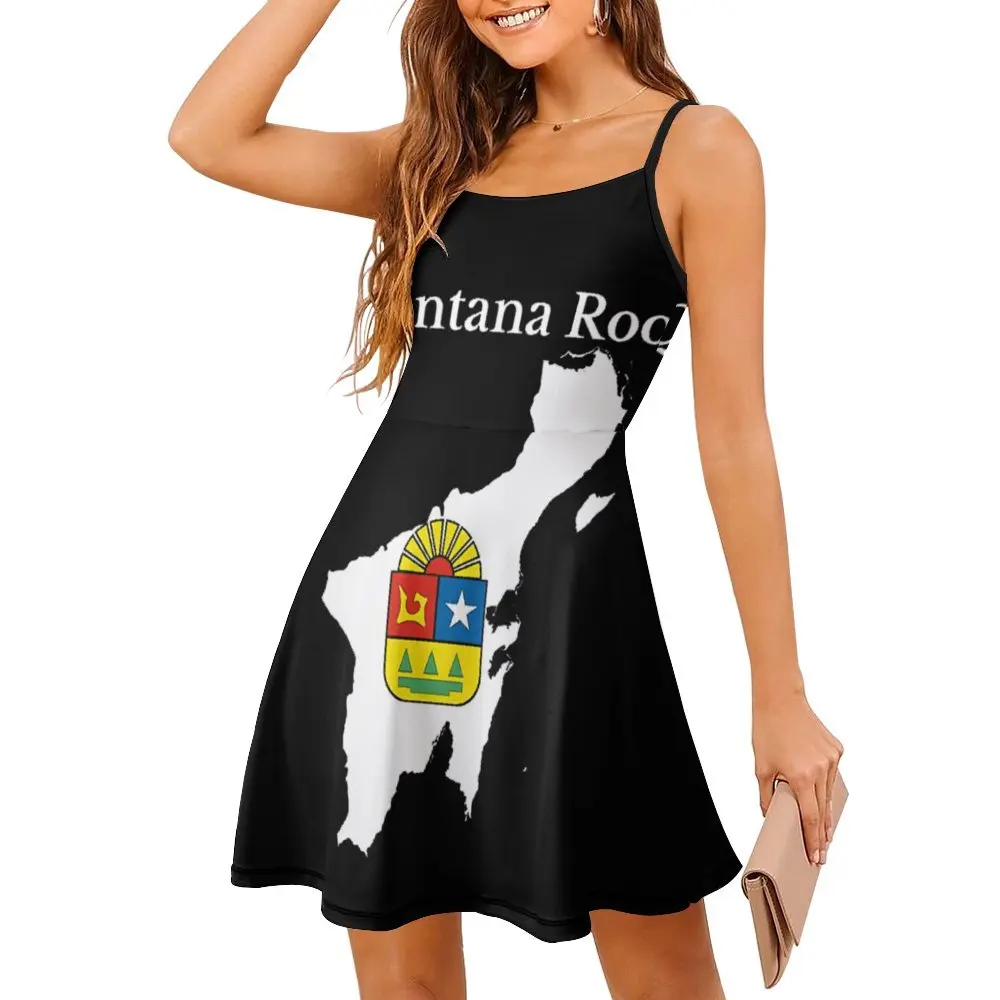 Quintana Roo State Map Sling Dress para as Mulheres, Cute Sexy Gown, Férias Nerd Vestidos, Flag Gown