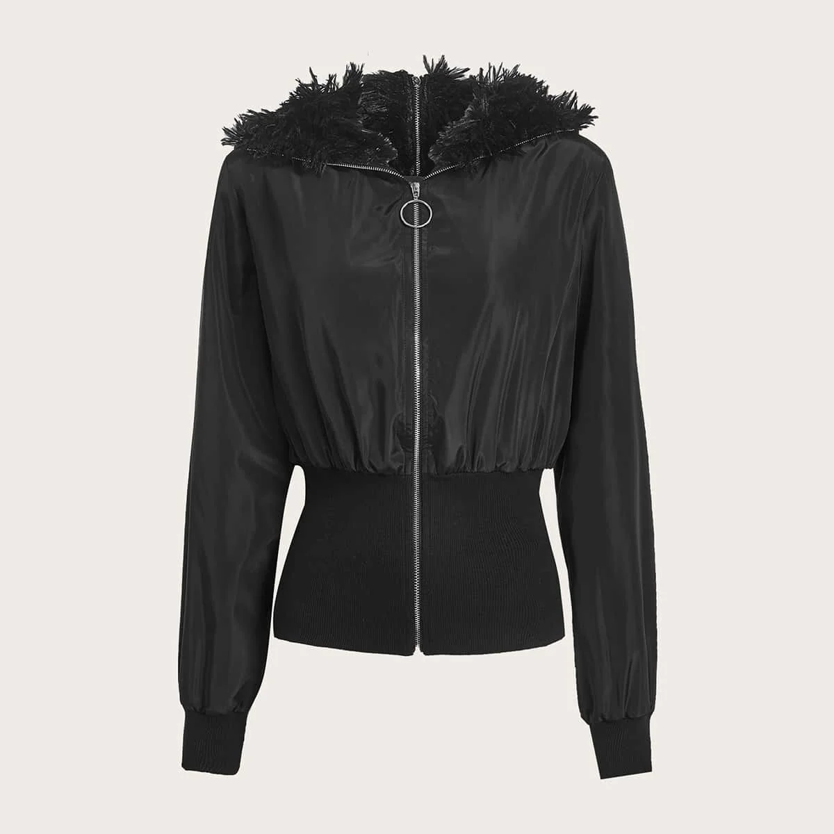 

Модная короткая зимняя куртка, двухцветный шерстяной воротник, стильное универсальное теплое пальто для женщин