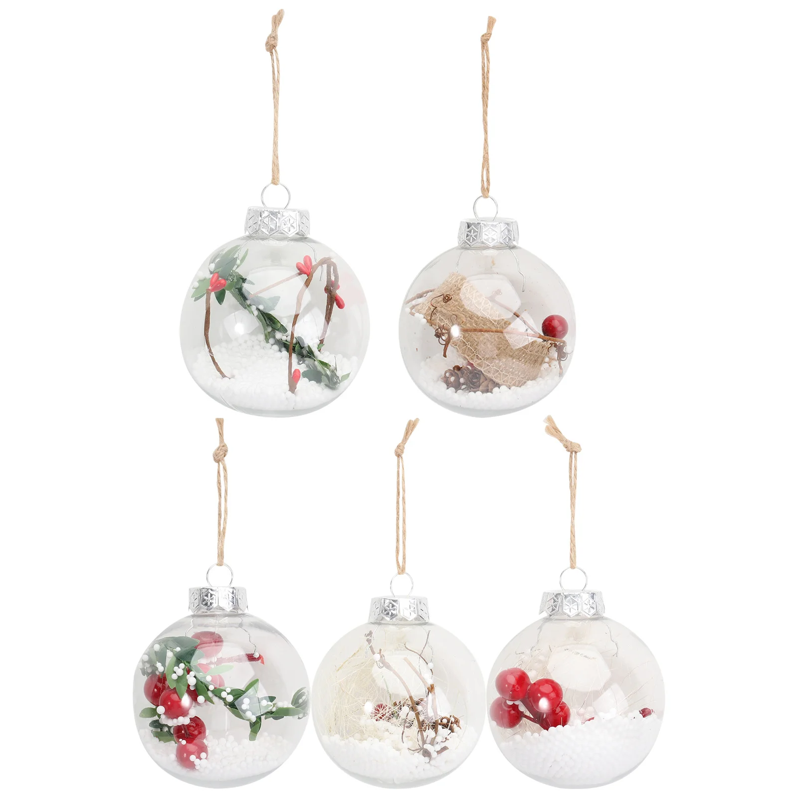 

5 pcs Transparent Christmas Balls Plastic Tree Decorations Holiday Wedding Party Pendant Set Festival Home Commercial Hanging