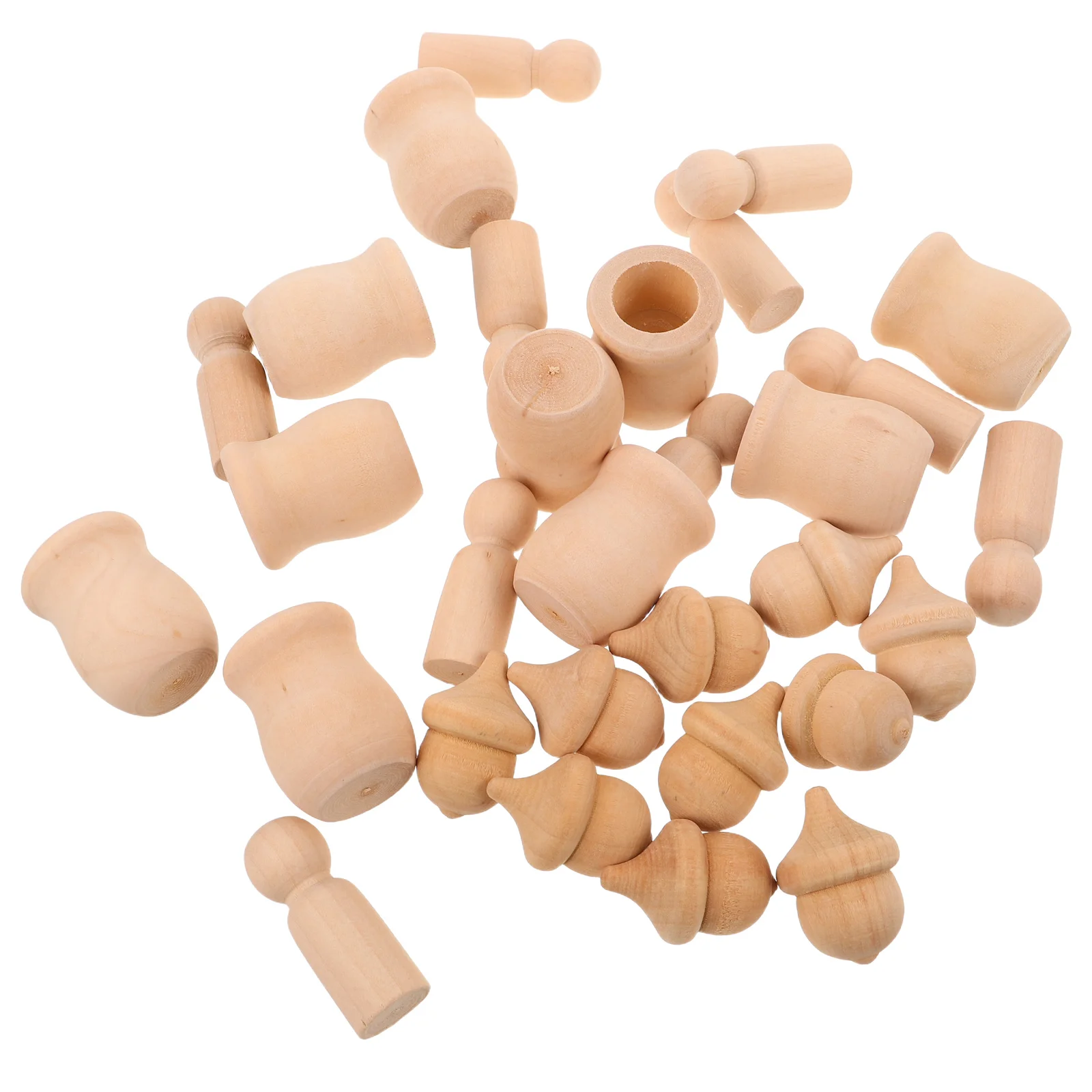 

1 Set Wooden Peg Unfinished Blank Family Figures Diy Craft Acorn Ornaments For Christmas Thanksgiving Holiday Decor -