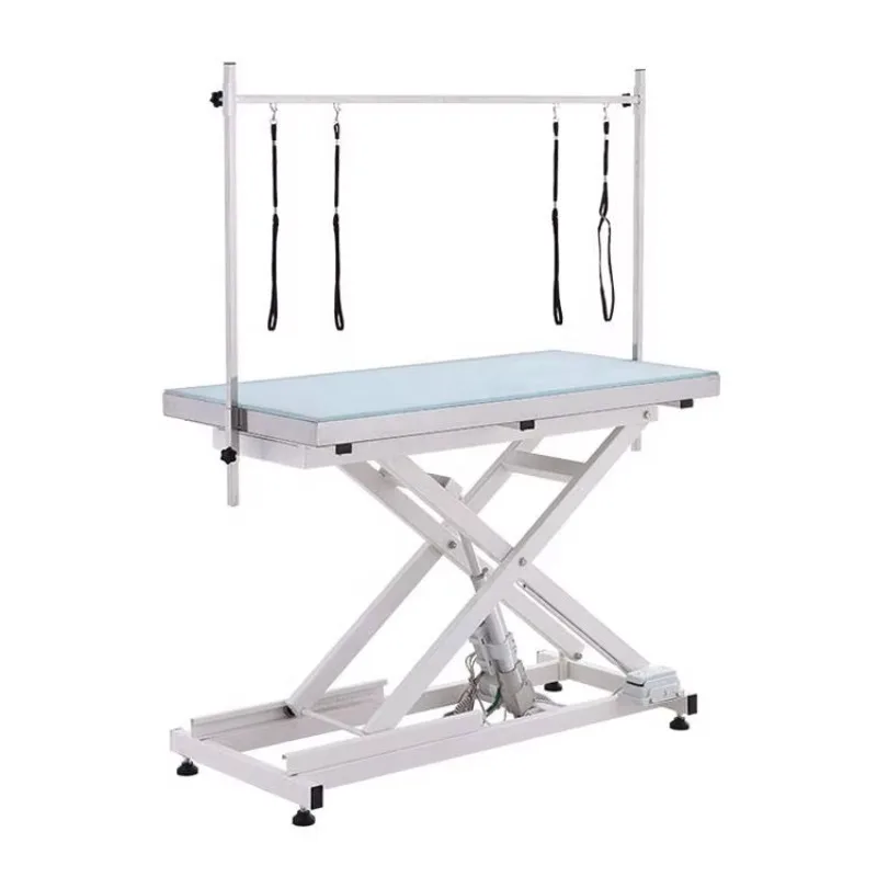 Good Price Electric Hydraulic Cross Lifting Led Light Stainless Steel Frame Pet Large Dog X-lift Heavy Grooming Table