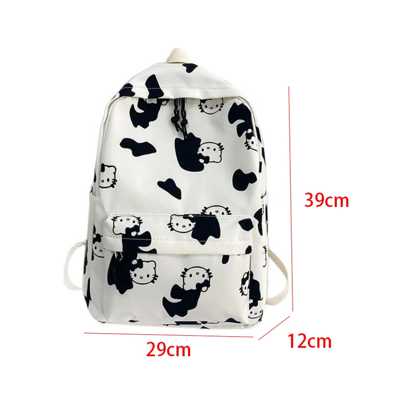 Sanrio Nylon Backpack for Girl Student School Bag Cute Hello Kitty Printing Portable Lightweight White Women's Bag