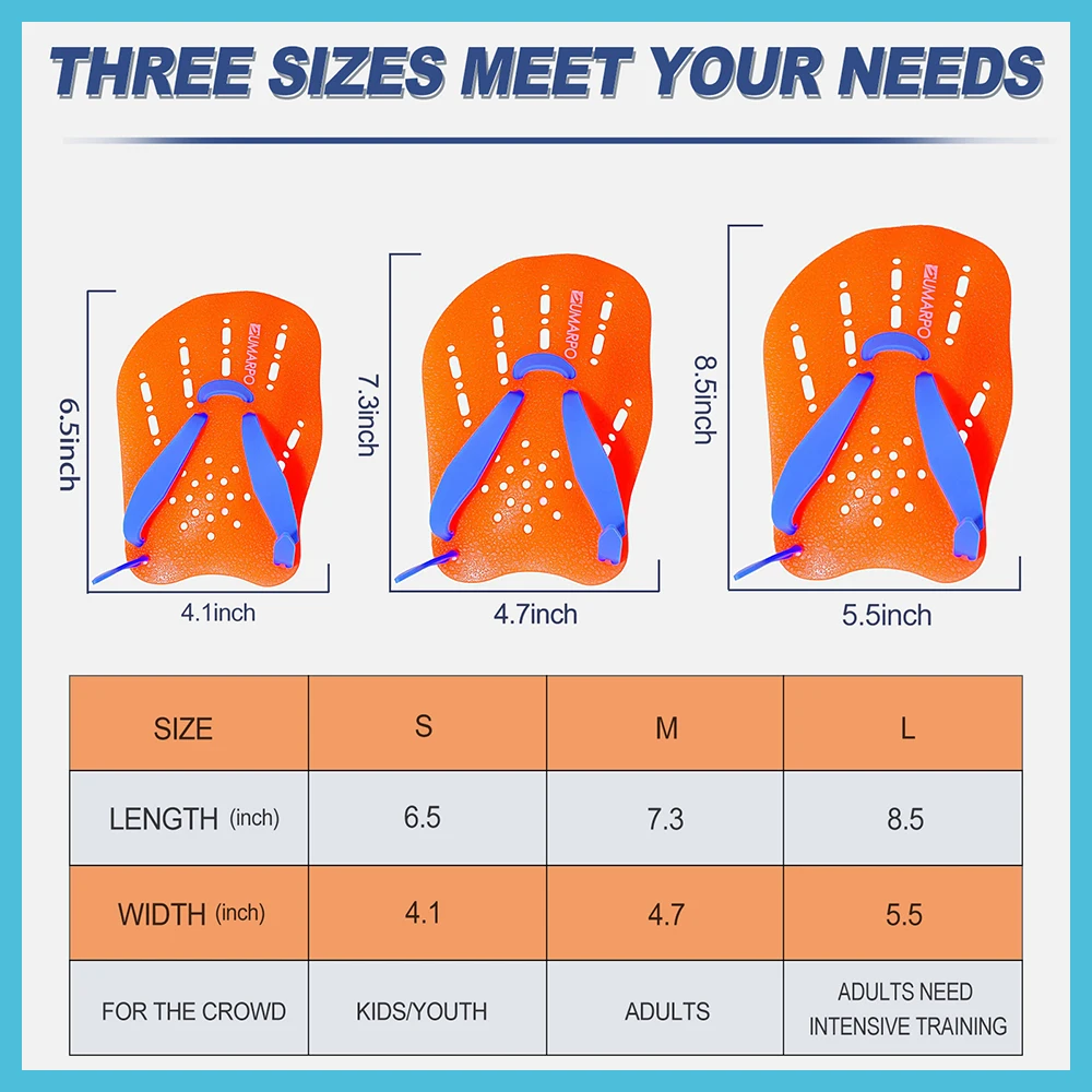 SUMARPO тренировочные ручные лопатки для взрослых, плавник для рук для плавания унисекс