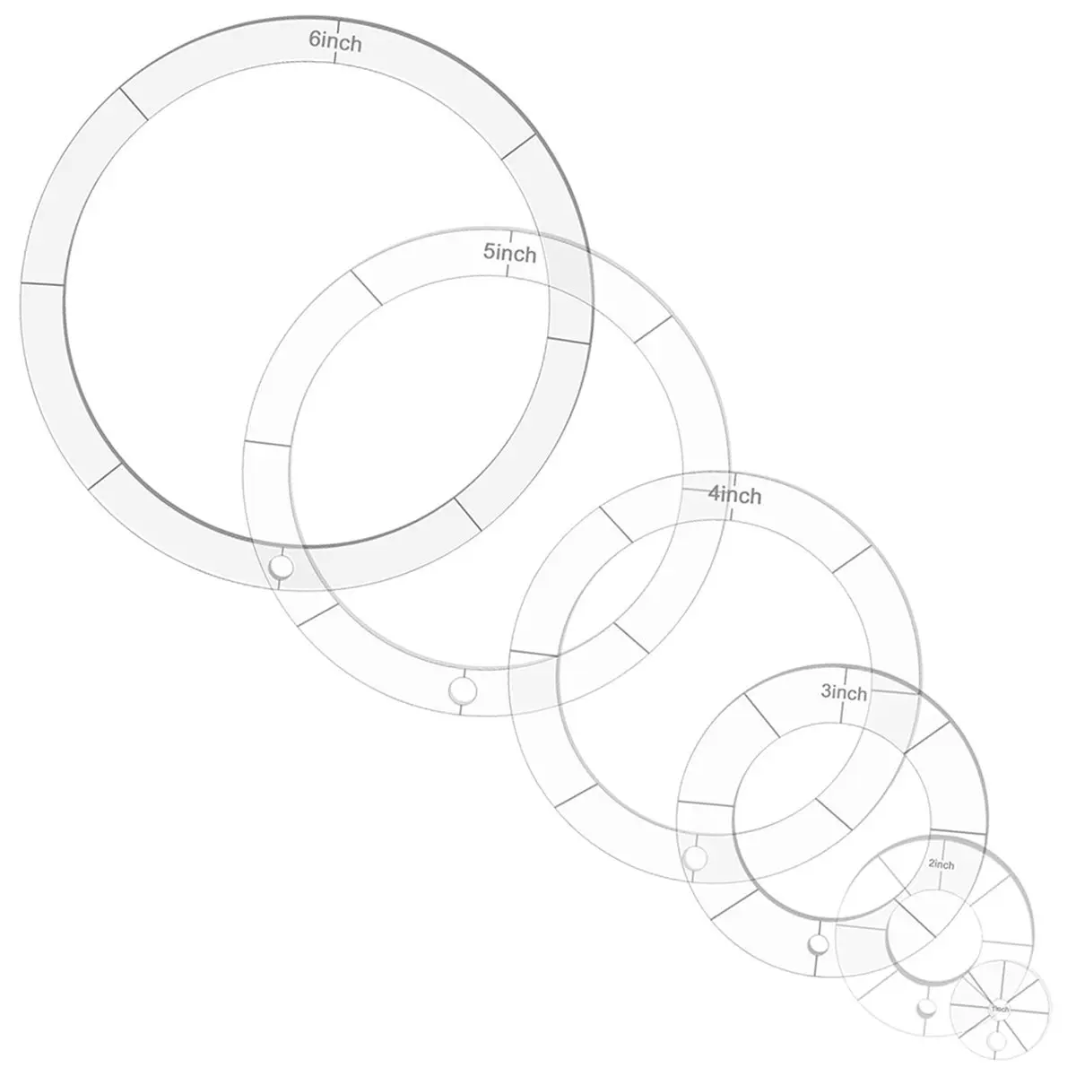 【50% OFF】6 Pcs Circle Quilting Acrylic Template Set, 1/2/3/4/5/6 Inch with Binder Hinged Rings for DIY Crafts