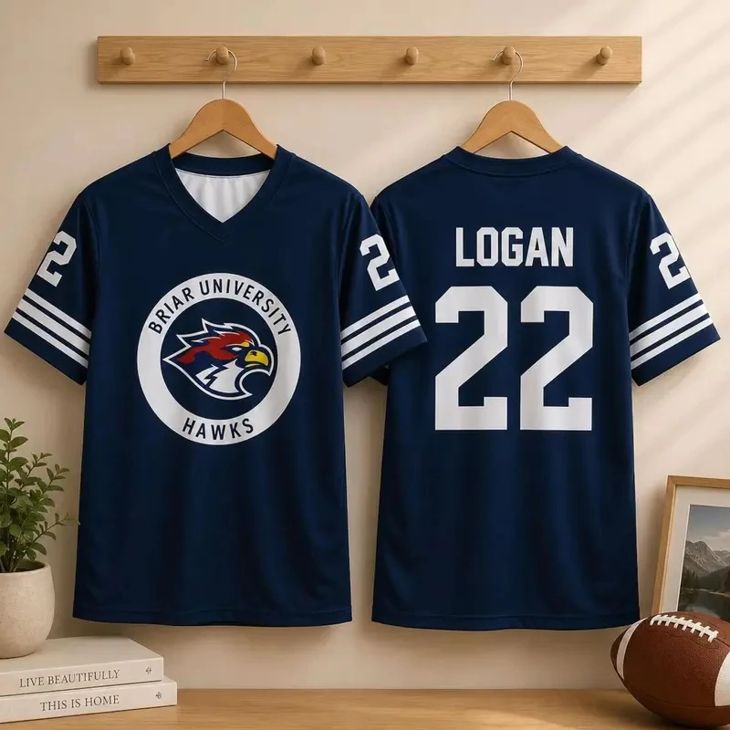 Off Campus Briar University Jersey Graham 44 22 DI LAURENTIS 66 Tucker 46  3D T-shirt V-neck Short Sleeve Men Women Tees