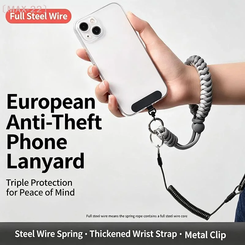 Retractable Safety Lanyards Anti Theft Spring Phone Straps With Tether Tabs Quick Release Buckle Lanyard Safe Tool F