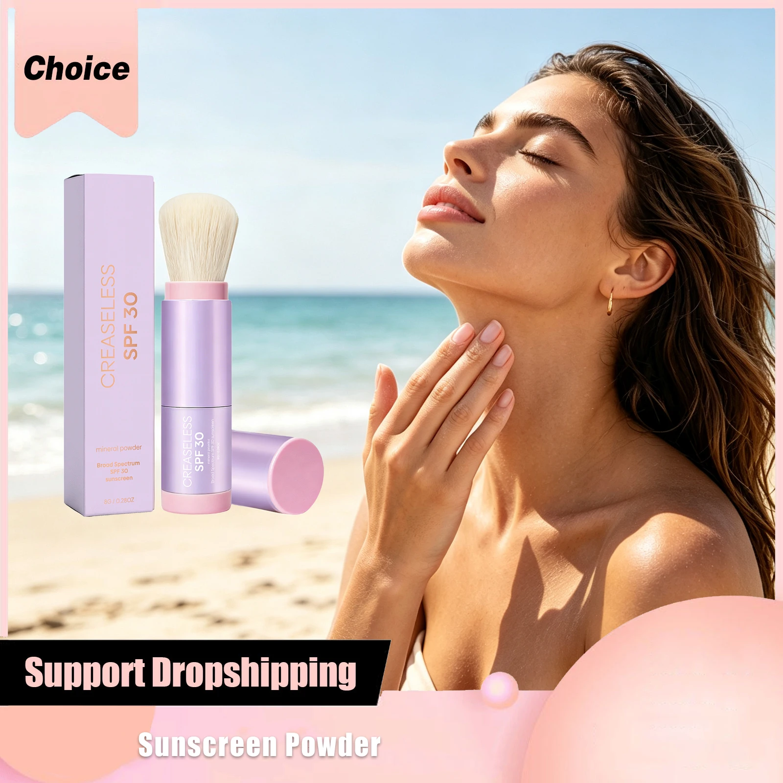 Mineral Sunscreen Powder Spf 30 Waterproof Prevent Sunburn Oil Control Lightweight Texture Outdoor UV Protection Sunblock Powder