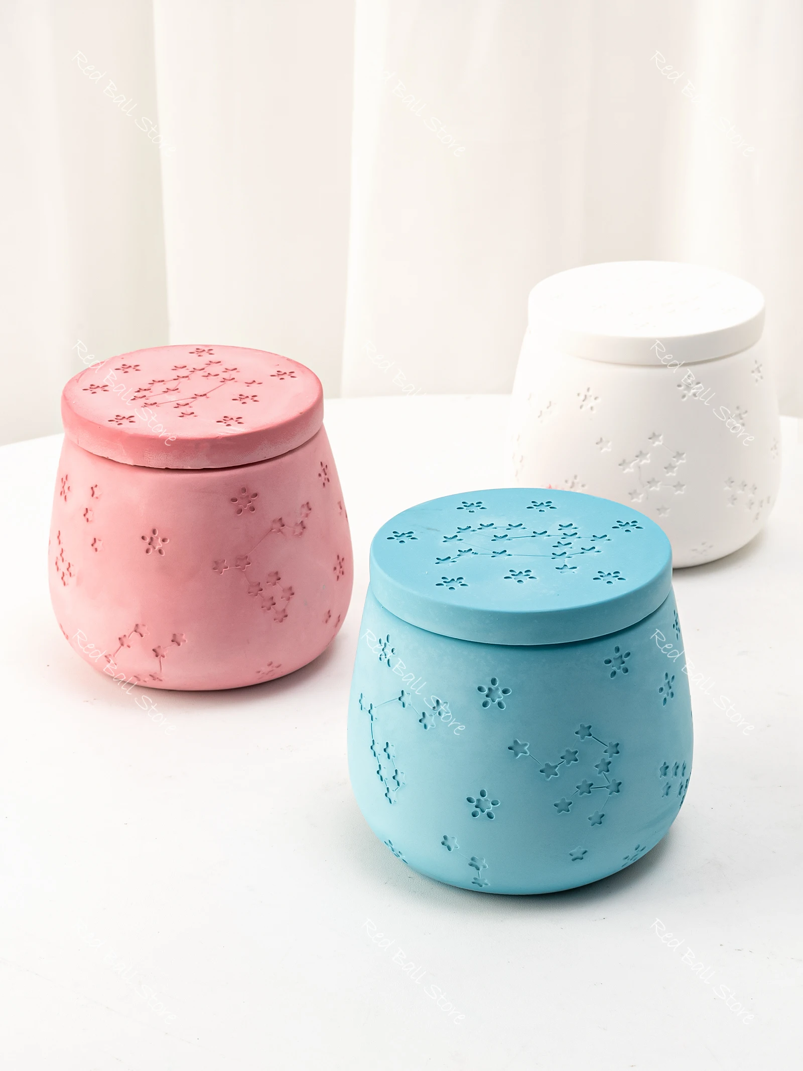 Constellation Storage Box Silicone Mold DIY Resin Plaster Full Star Cup Pudding Bottle Making Moulds ﻿Concrete Candle Jar Molds