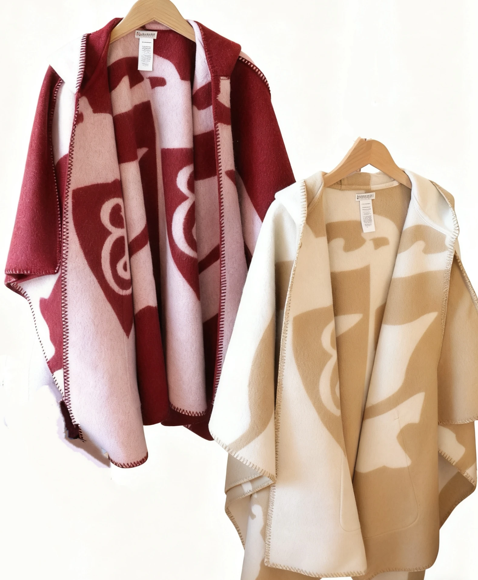 

Luxury Cashmere Shoulder Shawl Coat with Hat Design And Patch Pocket Lock Stitching Detail Warmth Rectangle Geometry Pat...