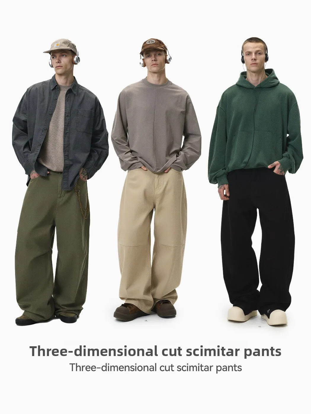 

Мужские брюки Brave Vintage в стиле деконструкции, свободные, повседневные, из хлопка, прямого кроя, со средней посадкой, на молнии