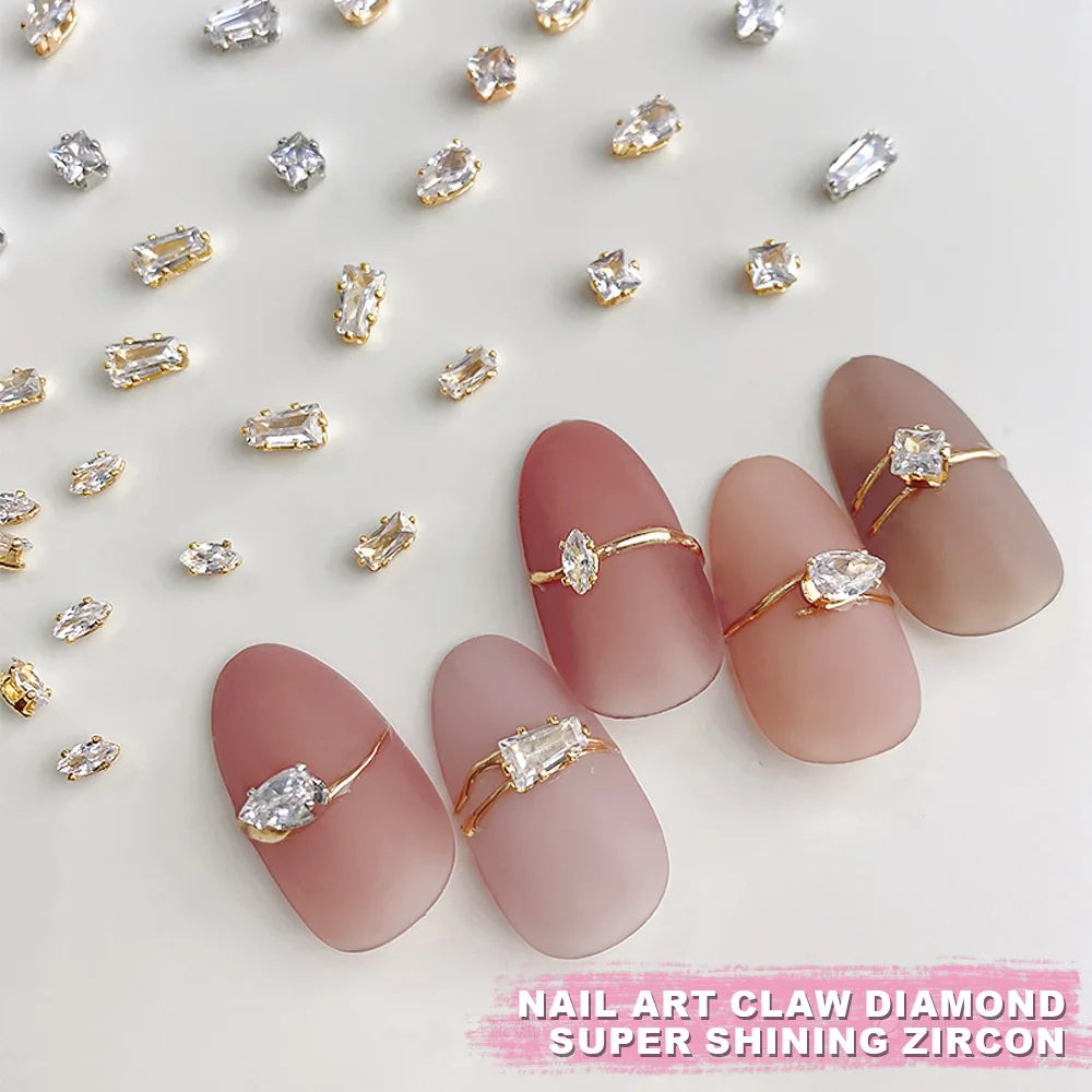 20 pçs strass arte do prego encantos conjunto de jóias diamante decoração do prego brilhante gota de água quadrado zircão manicare cristal prego