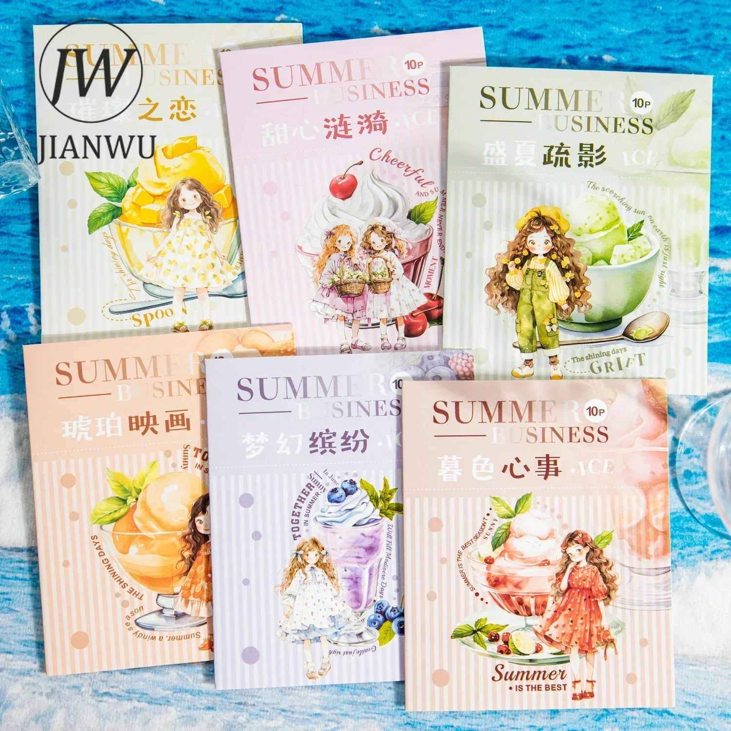 JIANWU Summer Business Series Kawaii Girl Character Dessert Material Collage PET Sticker Creative DIY Journal Stationery