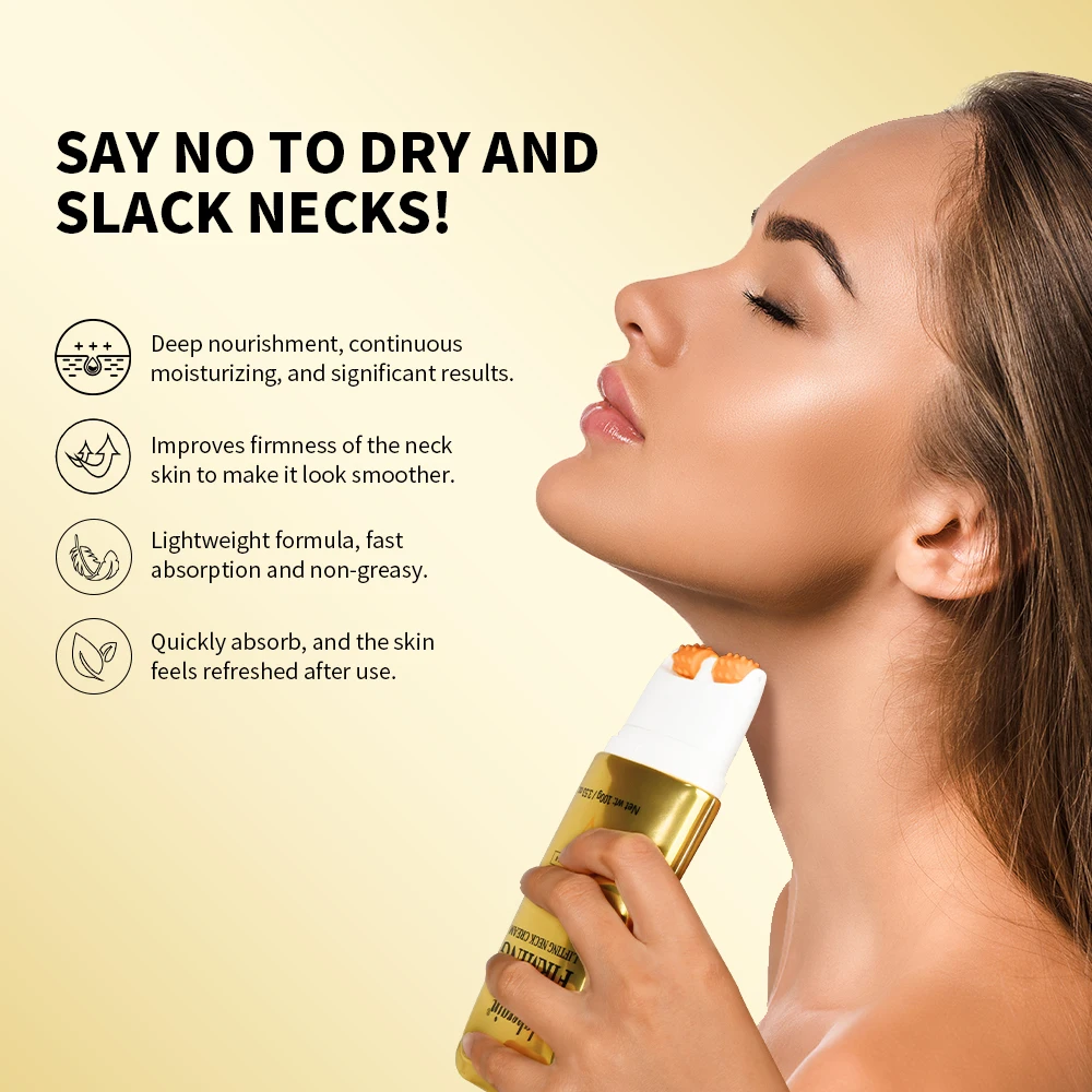 Crème pour le cou tout-en-un AH-8 avec rouleau, Anti-vieillissement, lifting instantané, raffermit la peau, lisse, rides, ingrédients naturels, absorption rapide