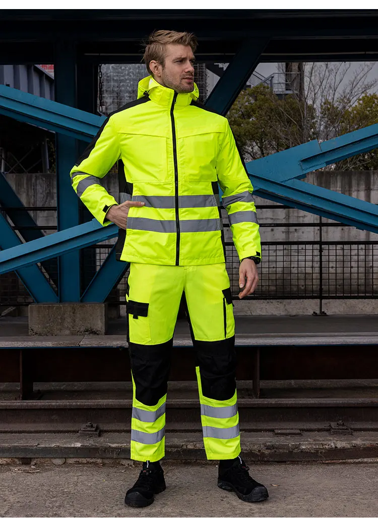 Kombinezon roboczy Hi Vis odzież robocza dla człowieka mechanika ciepła zima odblaskowy kombinezon ochronny odpinany bawełniany wyściełany Linner