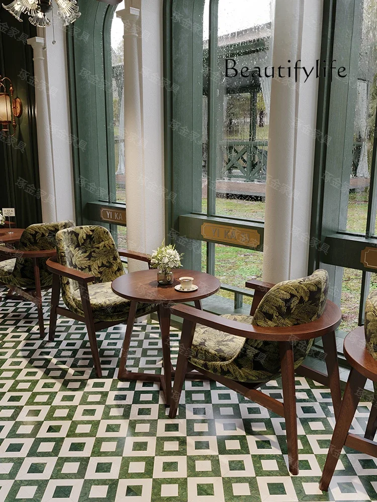 X Sofa Chair Medieval Western Restaurant Dining Table And Chair Dining Milk Tea Coffee Shop Fabric Casual Table And Chair