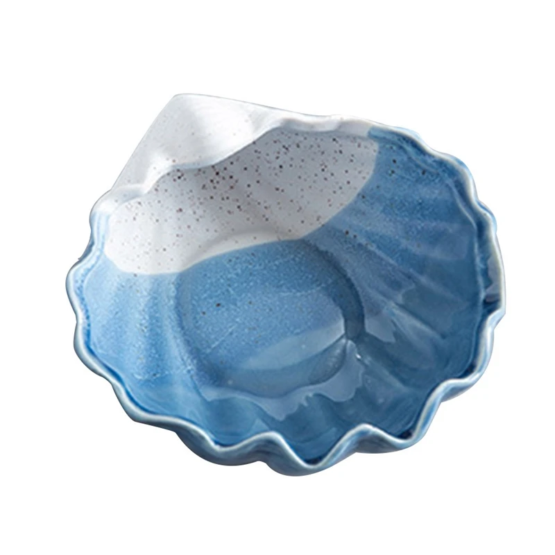 

1 PCS Shell Jewelry Dish Tray Ceramic Shell Ring Holder Dish Jewelry Tray Blue Ceramics For Home Decor Jewelry Decor