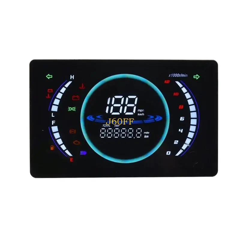 

J60F Motorcycle Digital Dashboard 199km/h Speedometer With RPM Tachometer Water Resistant Flat Panel Universal Compatibility