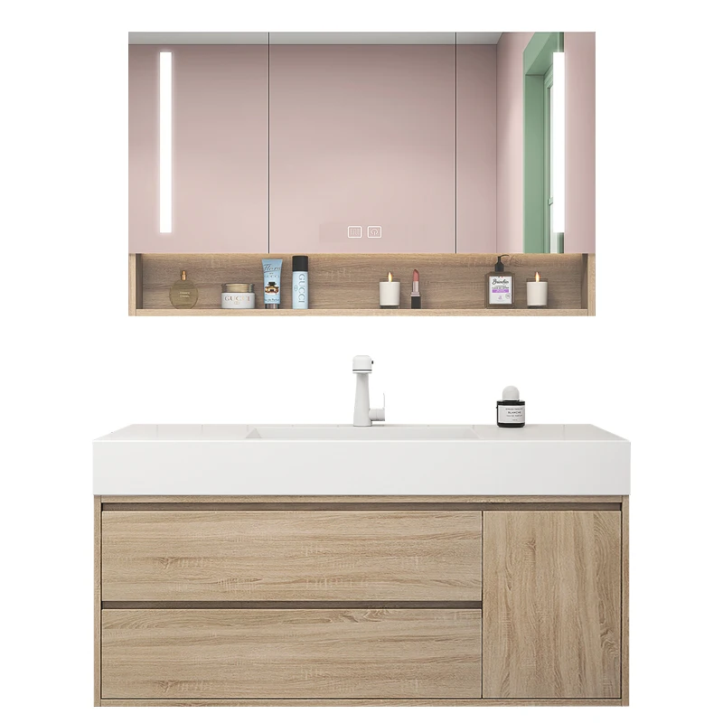 

Traditional Bathroom Furniture Storage Vanity Bathroom Cabinet with Light Emitting Diode Bathroom Sink