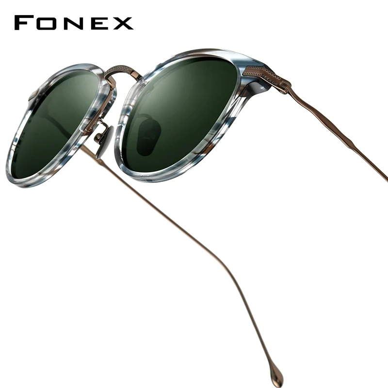 FONEX Acetat Titan Polarisierte Sonnenbrille Männer Marke Design Retro Vintage Quadratische Sonnenbrille für Frauen Japanische Shades 85648