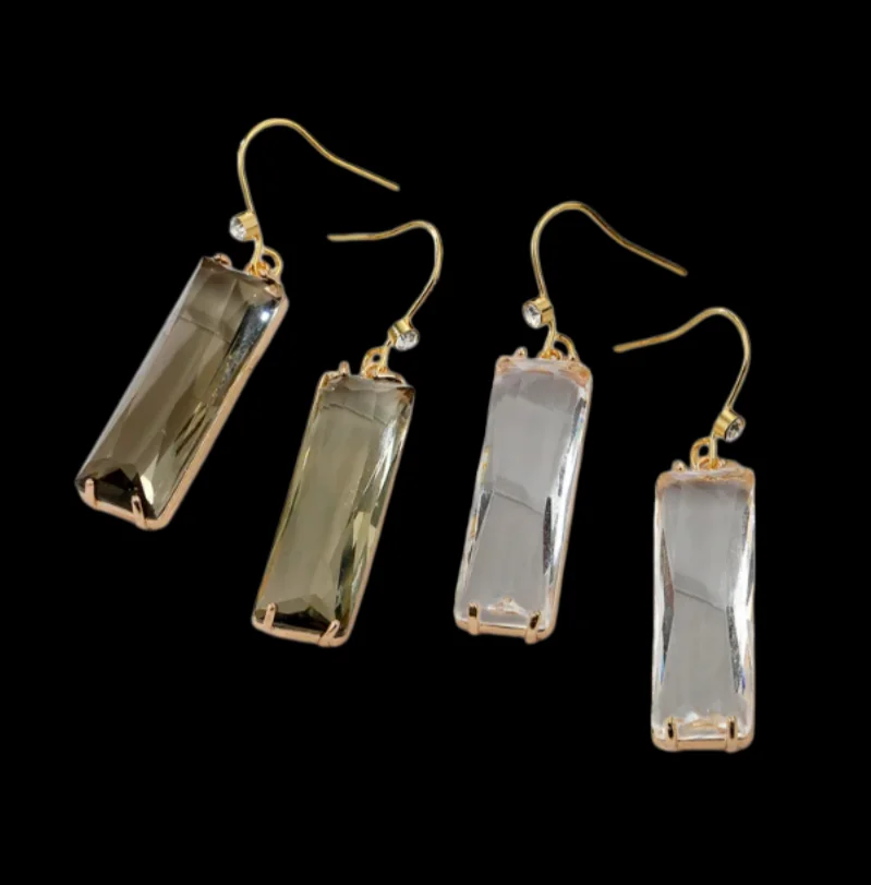 Shiny Korean Style Crystal Pendant Earrings For Women Trendy Bling Minimalist Geometric Pierced Earring Wedding Party Jewelry