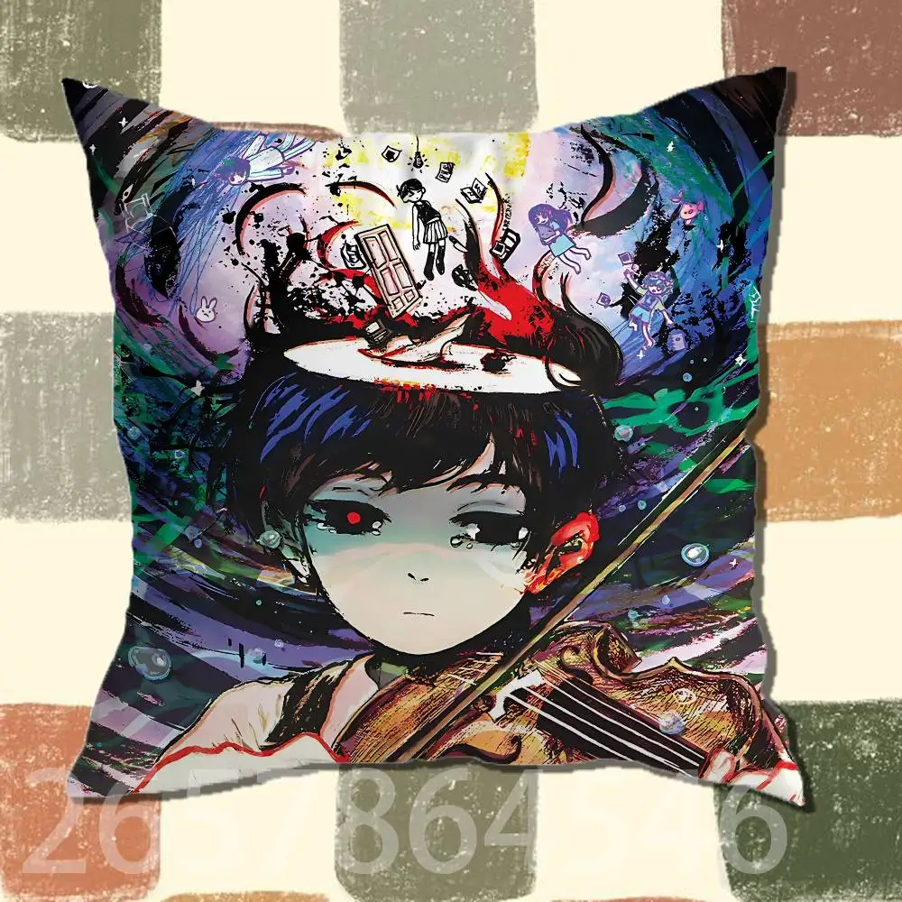 Omori Game Sunny and Mewo Pillow Case For Room Sofa Cushion Cover Suitable For Home Bedroom Decoration And Protector