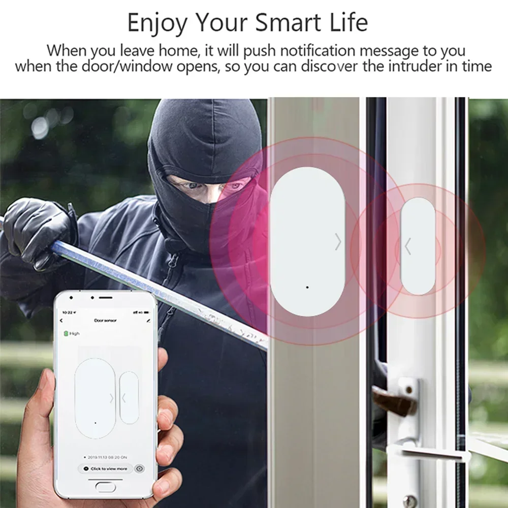 Tuya Zigbee Door Sensor for Smart Home A Burglar Alarm Automation Remote Control Work with Alexa Google Home var SmartLife