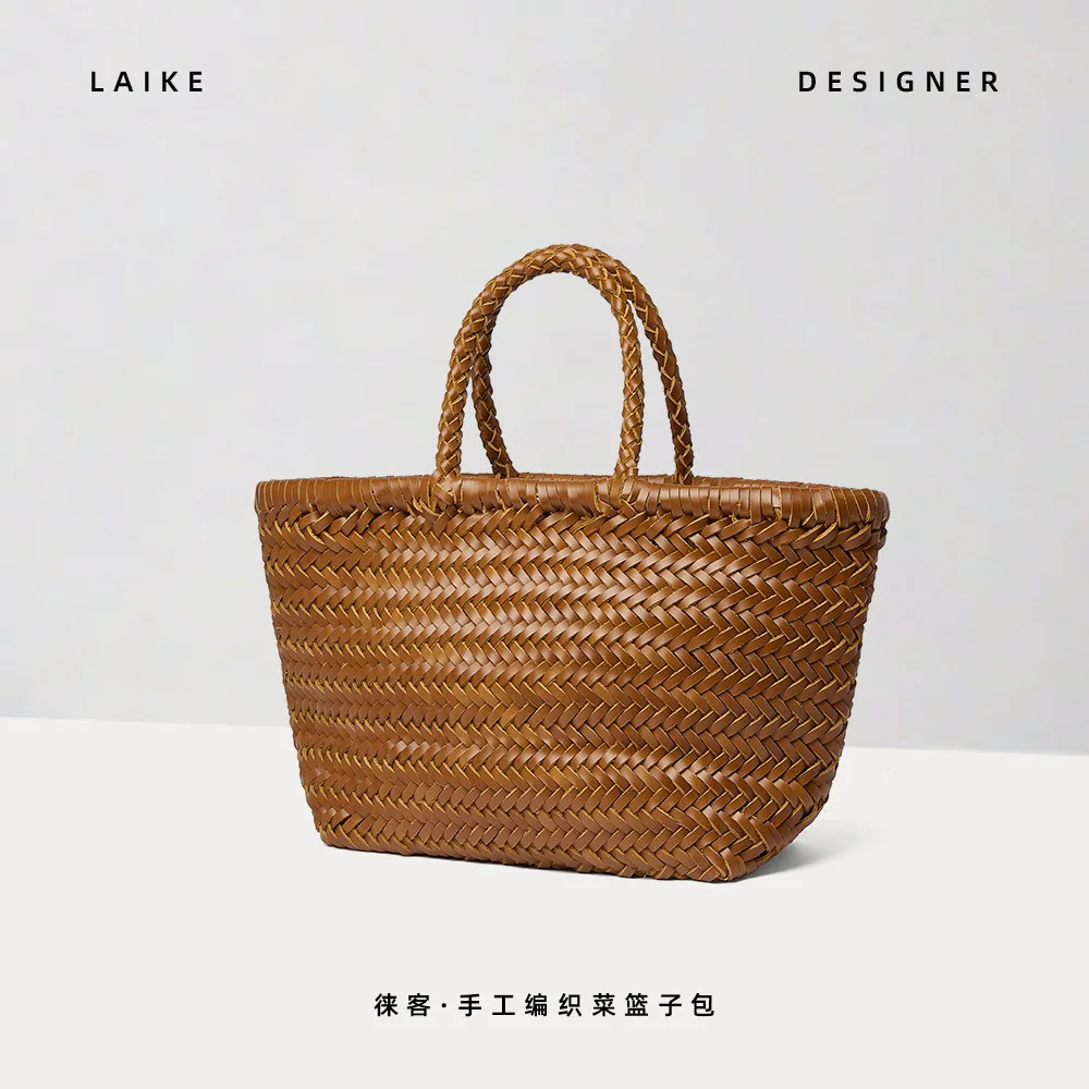 

2024, новая сумка, женская сумка ручной работы, кожаная французская сумка-корзина для овощей, первый слой из воловьей кожи, европейское и американское ретро