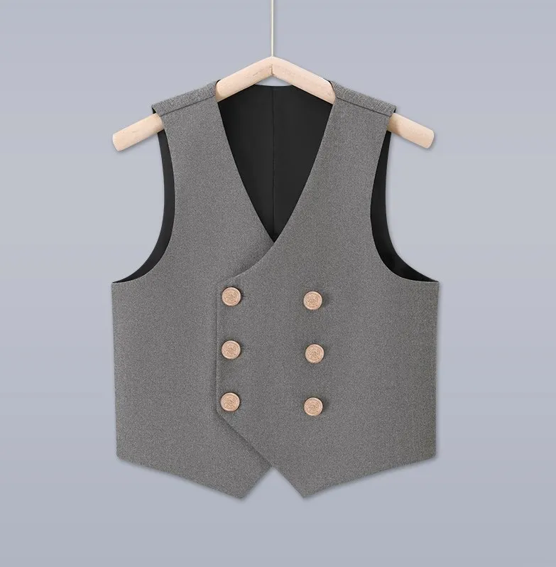 School Kids Comfortable Host Waistcoat Children Formal Photograph Ceremony Vest Prince Boys Piano Party Show Performance Costume