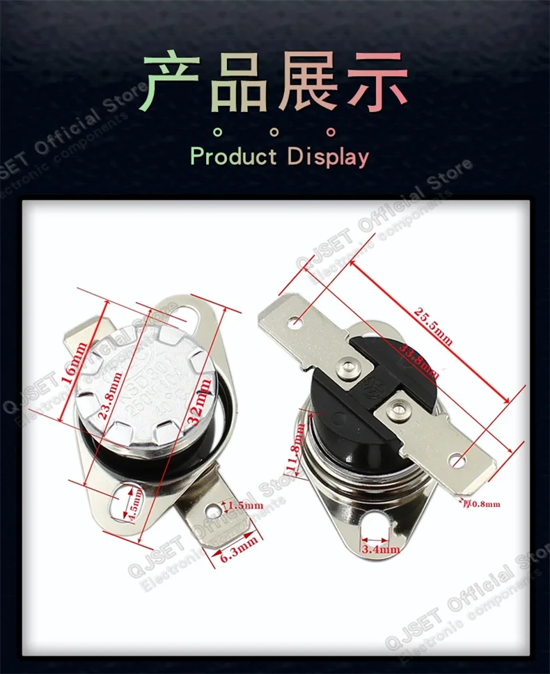 1 Stück KSD301 10A 250V 40-300 Grad Normalerweise Geschlossener Normalerweise Offener Temperaturregelschalter Thermostat 45 ℃ 80 ℃ 85 ℃ 95 ℃ 100 ℃ 180 ℃ – Detail 7