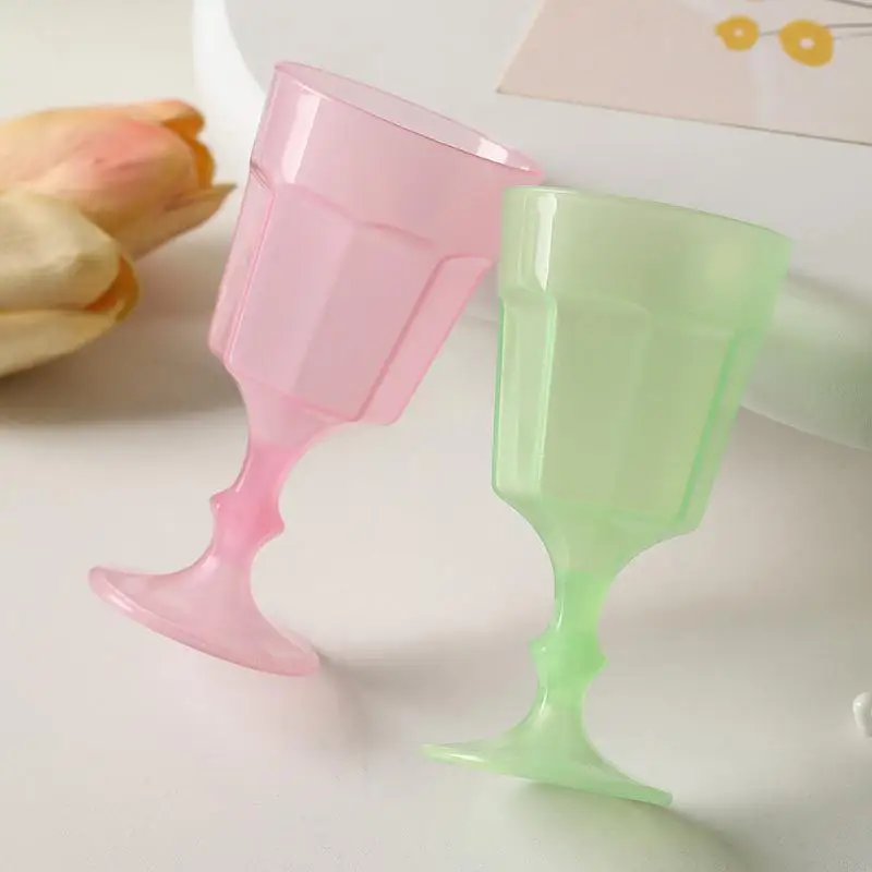 Plastic Colorful Wine Goblets  Set for Easter Party Durable Reusable Cups for Home Dinner Events